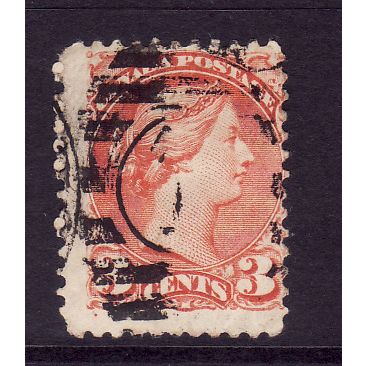 CANADA 1876 SG 83 3c ORANGE RED FINE USED #8