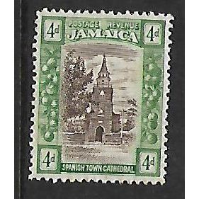 JAMAICA 1921 4d CATHEDRAL SPANISH TOWN BROWN DEEP GREEN SG 84 M / MINT