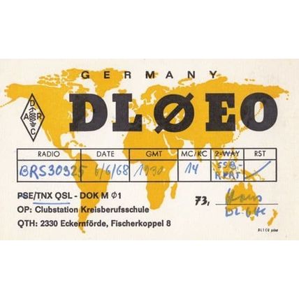 Eckenforde Kreisberufsschule 1960s German Amateur Radio Station QSL Postcard