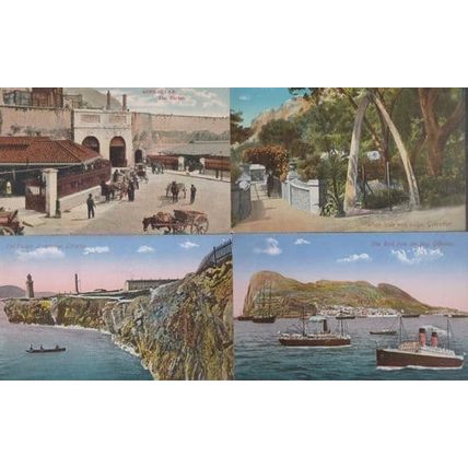 Gbraltar Lighthouse Whale Jaw Markets 4x Vintage Postcard s