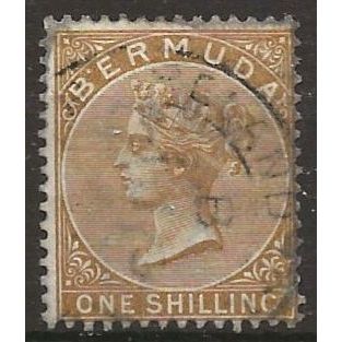 Bermuda 1893 SG29b 1/- Olive-Brown Wmk Crown CA Fine/Very Fine Used ..