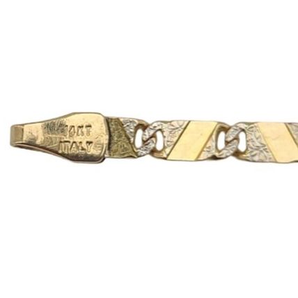 Fancy Mirror Valentino Multi Tone 7 In Ladies chain Bracelet New Real 14K Gold