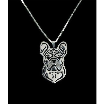 French Bull Dog Necklace Silver Frenchie Pendant...Gift Boxed...UK