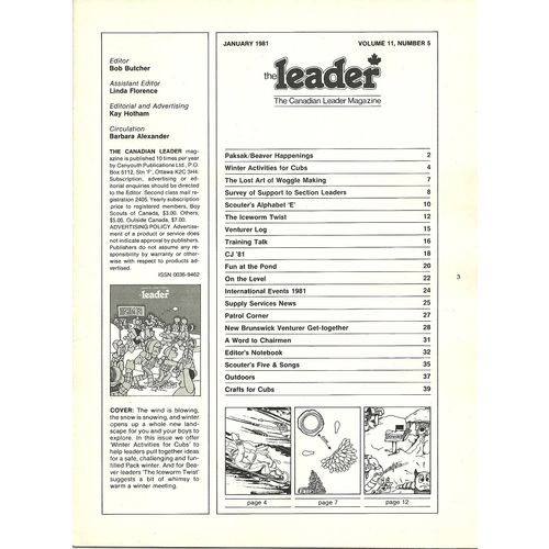 Scouts Canada Leader Magazine January 1981 V11 #5 Winter Activities for Cubs