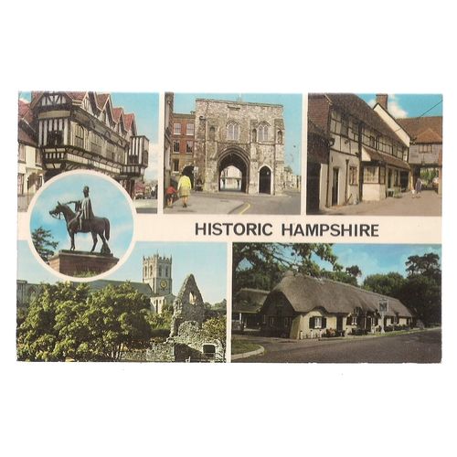 HISTORIC HAMPSHIRE multiview used vintage postcard 1973 postmark =