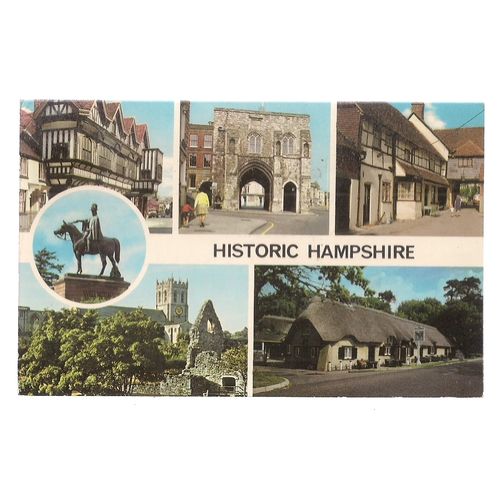 HISTORIC HAMPSHIRE multiview used vintage postcard 1973 postmark