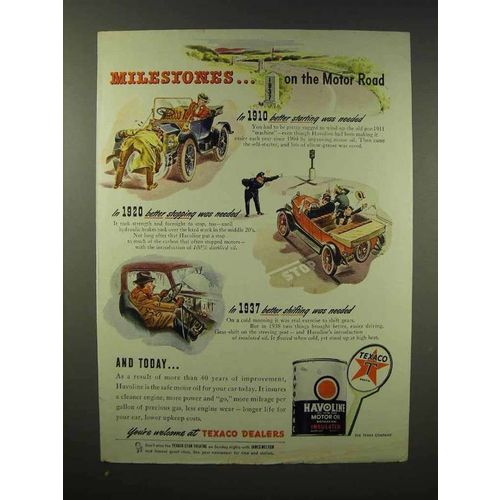 1945 Texaco Havoline Motor Oil Ad - Milestones on Road