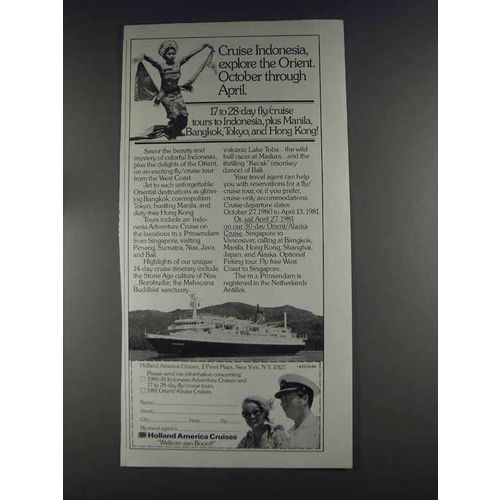1980 Holland America Cruises Ad - Cruise Indonesia