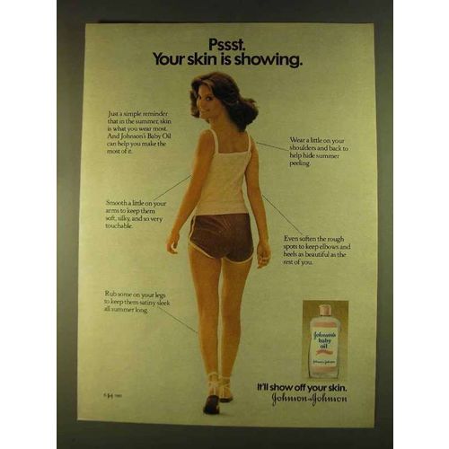 1980 Johnson's Baby Oil Ad - Psst. Your Skin is Showing