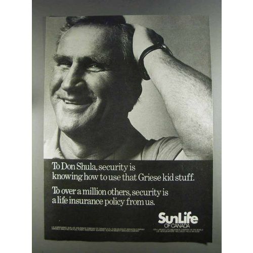 1980 Sun Life of Canada Insurance Ad - Don Shula
