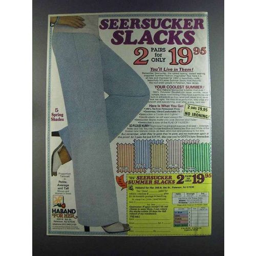 1982 Haband for Her Seersucker Slacks Ad
