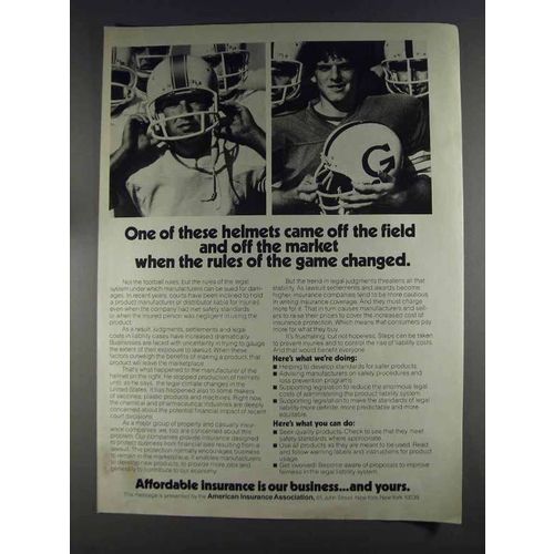1980 American Insurance Association Ad - These Helmets