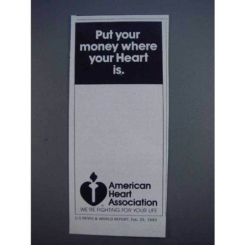 1980 American Heart Association Ad - Put Your Money