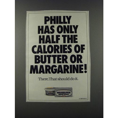 1986 Kraft Philadelphia Cream Cheese Ad - Only half the calories of Butter