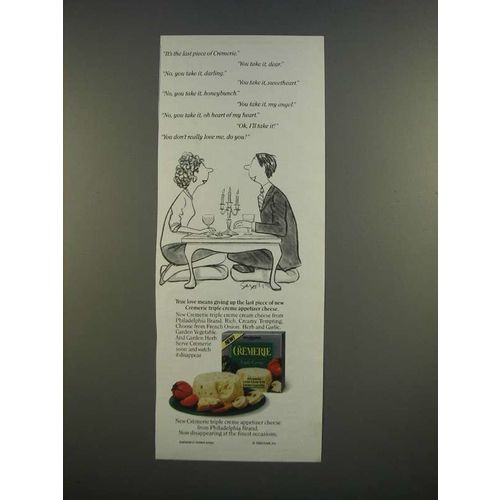 1986 Kraft Philadelphia Brand Cremerie Cheese Ad - Charles Saxon Cartoon
