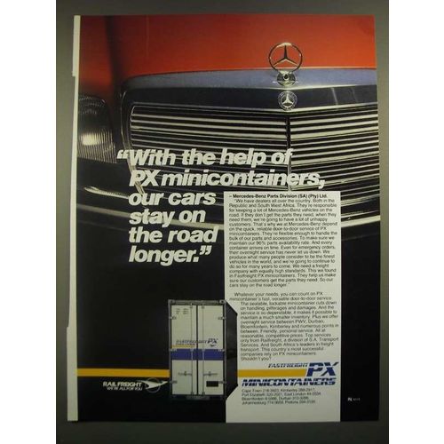 1988 Railfreight PX Minicontainers Ad - Our Cars Stay On The Road Longer