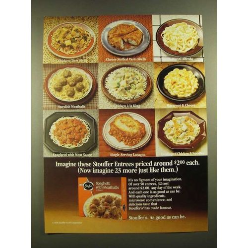 1988 Stouffer Entrees Ad - Imagine These Priced around $2.00 Each