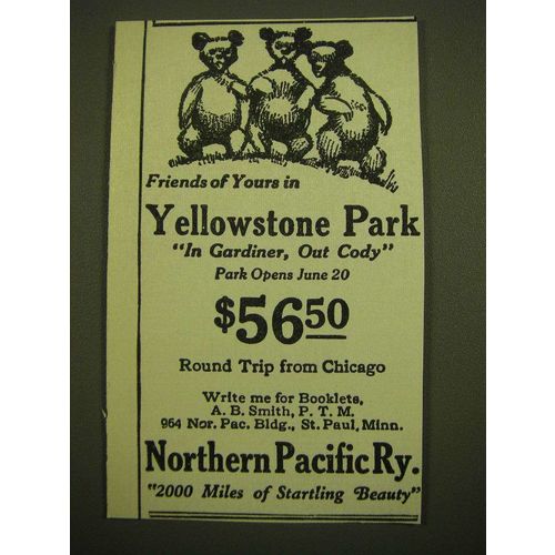 1924 Northern Pacific Railway Ad - Friends of yours in Yellowstone Park