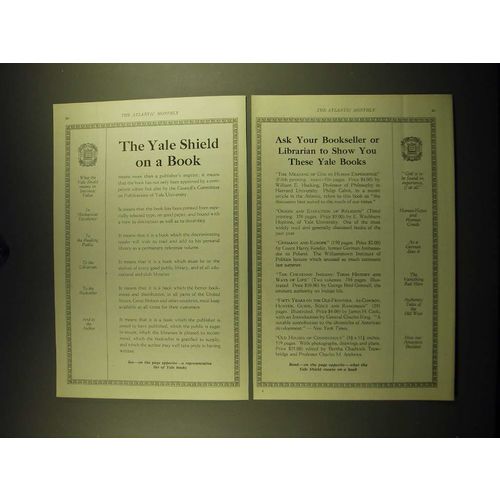 1924 Yale University Press Ad - Shield on a book