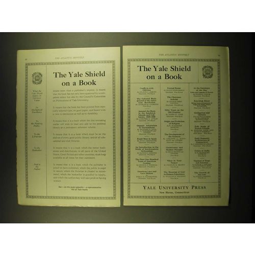1924 Yale University Press Ad - The Yale Shield on a Book