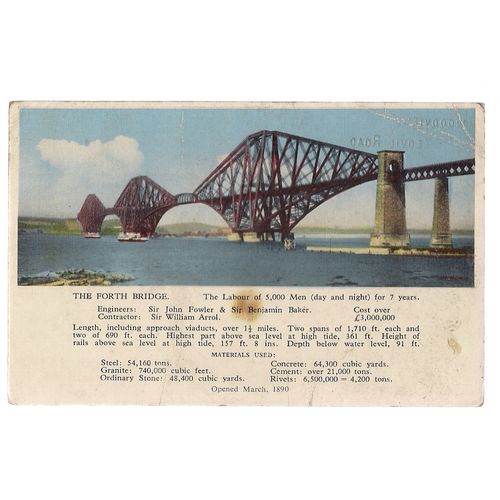 FORTH BRIDGE, SCOTLAND ..unused vintage postcard by E T W Dennis. =