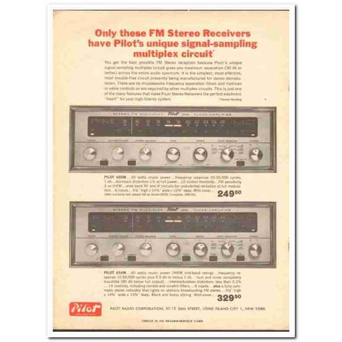 PILOT RADIO CORP 1962 602M 654M FM Stereo Receivers vintage ad