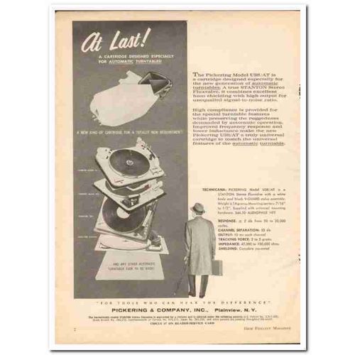 PICKERING COMPANY 1962 U38AT automatic turntable cartridge vintage ad