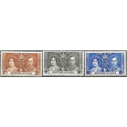 British Guiana 1937 Coronation set SG305-307 Mounted Mint . .. .