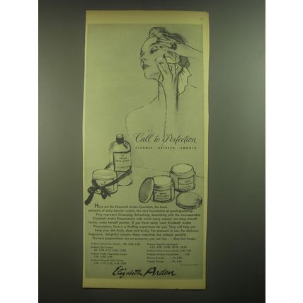 1945 Elizabeth Arden Skin Care Advertisement - Call to perfection
