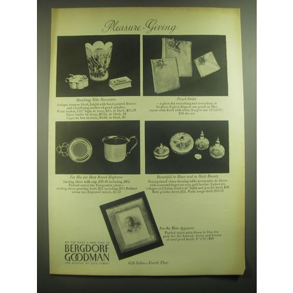 1945 Bergdorf Goodman Ad - Silent Butler, Cigarette Box, Lingerie Set