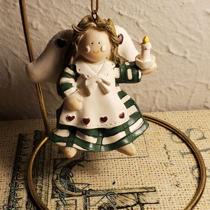 Vintage 80's Angel Lady Ornament - Holding Candle