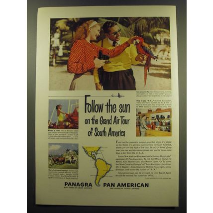 1949 Panagra Pan American Airways Ad - Follow the sun on the grand air tour