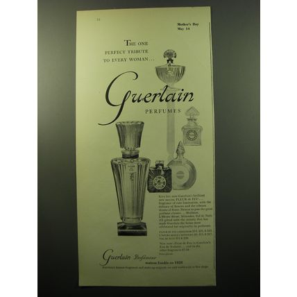 1950 Guerlain Perfumes Ad - The one perfect tribute to every woman