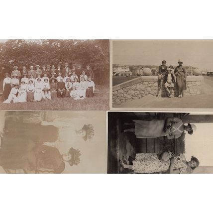 Unique Edwardian Hat Fashion Parade 4x Antique RPC Postcard s