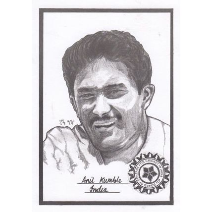 Anil Kumble Indian Cricket Artist Drawing Limited Edn of 500 Postcard