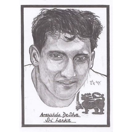 Aravinda De Silva Sri Lanka Cricket Artist Drawing Limited Edn of 500 Postcard