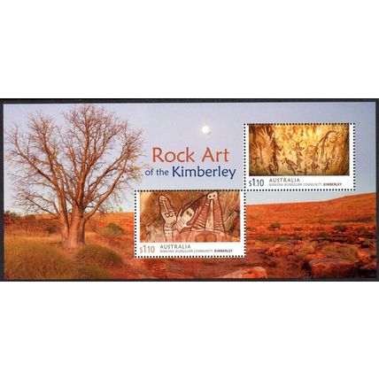 AUSTRALIA: 2022, ROCK ART OF THE KIMBERLY, MINT NEVER HINGED MINIATURE SHEET.