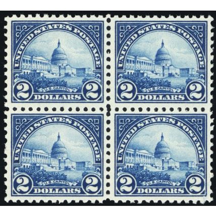 572, Mint $2 US Capital VF/XF NH Block of Four Cat $480.00+ - Stuart Katz