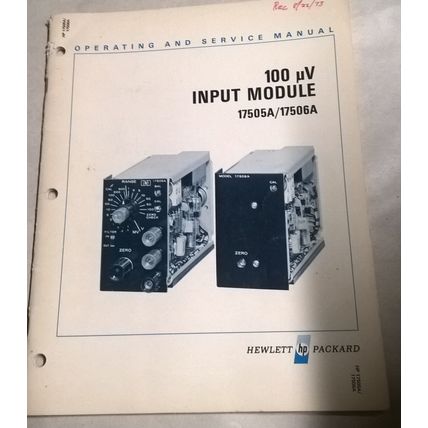 Hewlstt Packard HP 17505A /17506A Operating & Service Manual