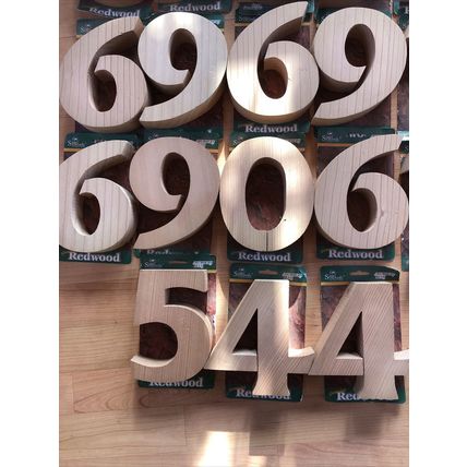 Solid Redwood Number 47 Piece Lot Address Art Crafts Unfinished Wood 7" X 1 1/2"
