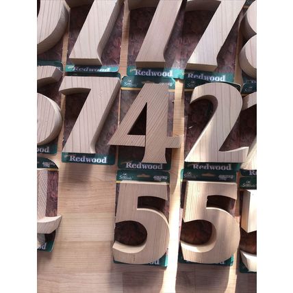 Solid Redwood Number 47 Piece Lot Address Art Crafts Unfinished Wood 7" X 1 1/2"
