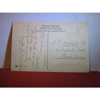 ESTATUA BELGRANO, BUENOS AIRES, ARGENTINA antique postcard RP dated 1913 =