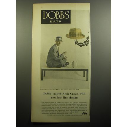 1957 Dobbs Arch Crown Hat Ad - Dobbs superb Arch Crown with new low-line design