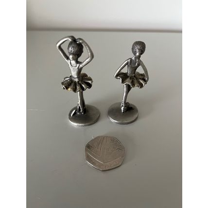 2 X PEWTER BALLERINA FIGURES