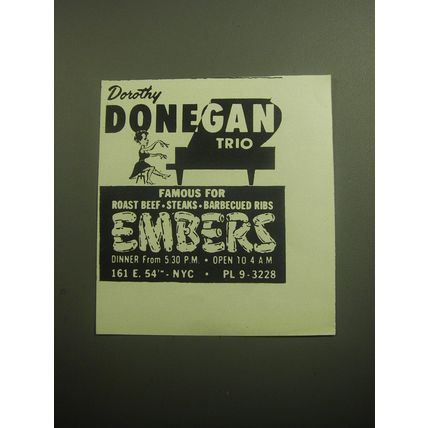 1958 Embers Restaurant Ad - Dorothy Donegan Trio