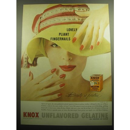 1958 Knox Unflavored Gelatine Advertisement - Lovely pliant fingernails