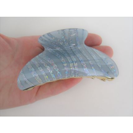 Art deco blue and multi color glitter sparkle hair claw clip for thick hair