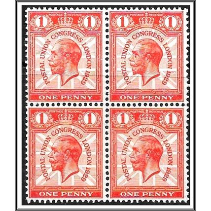 1929 1d SCARLET POSTAL UNION CONGRESS UNMOUNTED MINT BLOCK OF FOUR. SG435 hrd2
