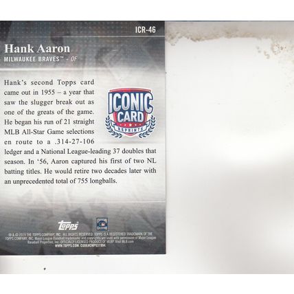 HANK AARON 2019 AUTOGRAPHED MILWUAKEE BRAVES HOF ALL-STAR WORLD CHAMPION OUTFILD