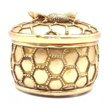 Bee Trinket Box with Hexagon Pattern 6.5 CM Great Gift Idea Home Decor Christmas